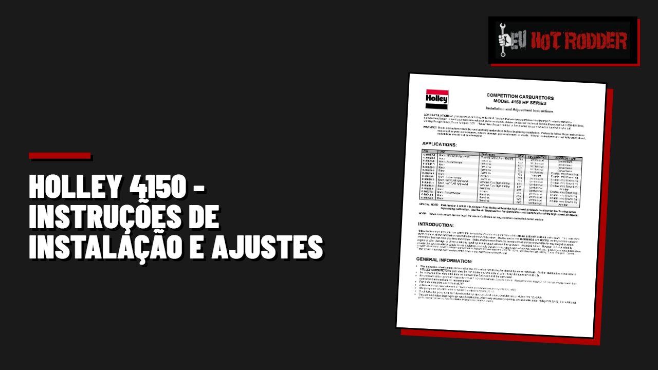 HOLLEY 4150 - INSTRUÇÕES DE INSTALAÇÃO E AJUSTES