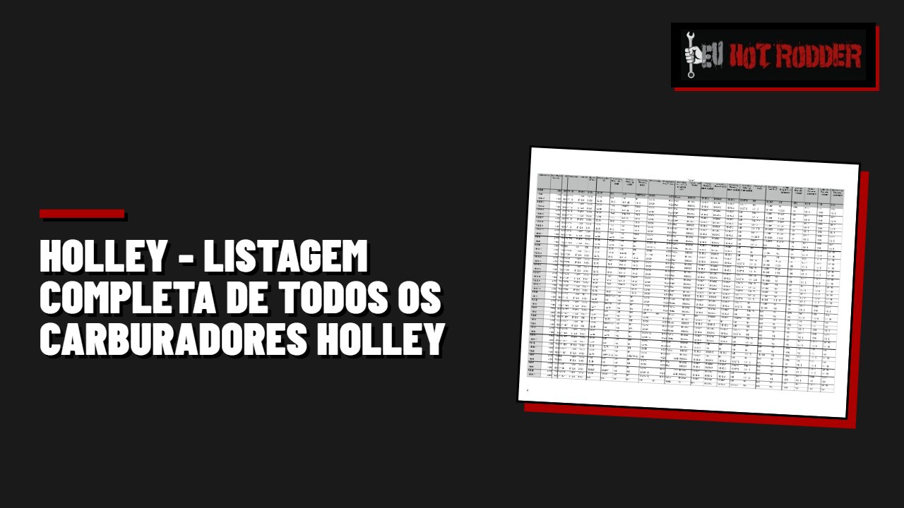 HOLLEY - LISTAGEM COMPLETA DE TODOS OS CARBURADORES HOLLEY