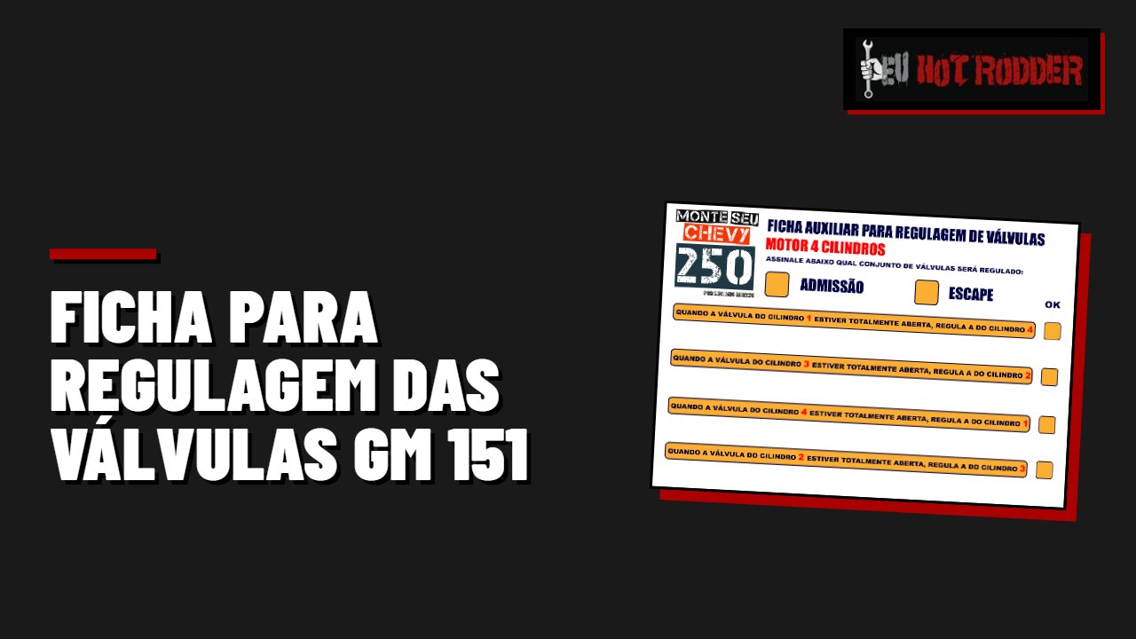 Ficha Para Regulagem das Válvulas GM 151