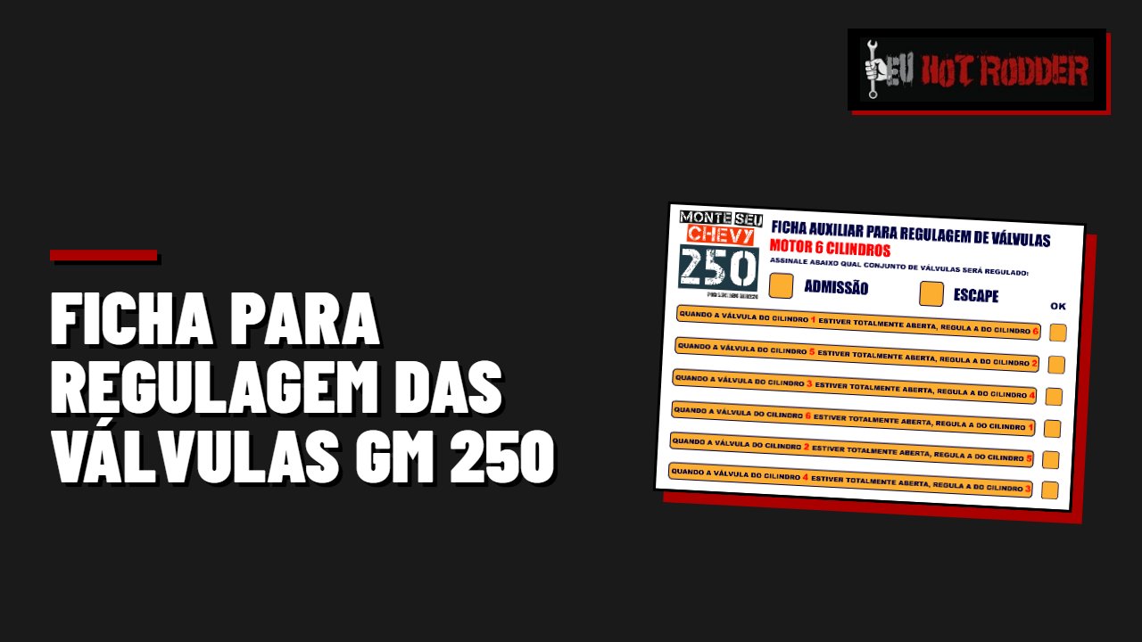 Ficha Para Regulagem das Válvulas GM 250