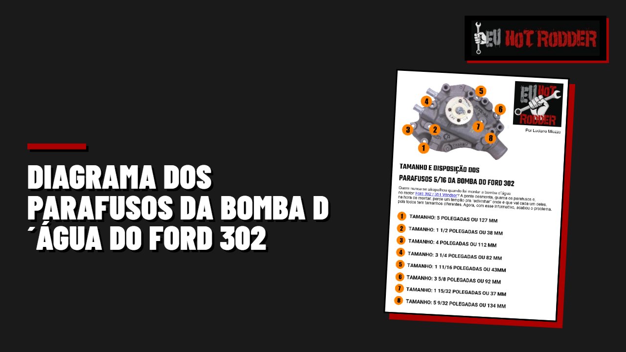 Diagrama dos parafusos da bomba dágua do Ford 302